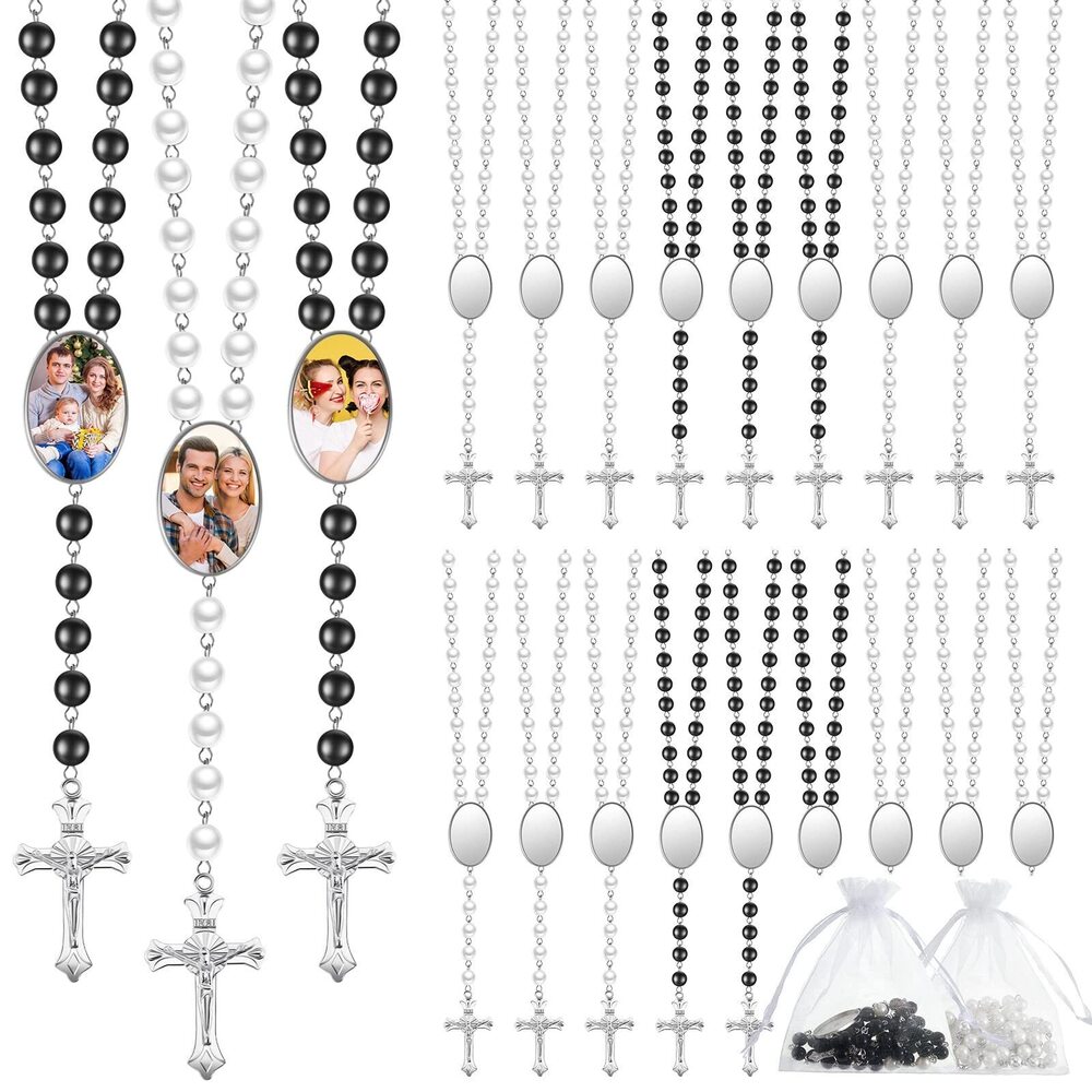 4442 Sublimation Blanks Rosary Beads Necklace Set Catholic Rosaries